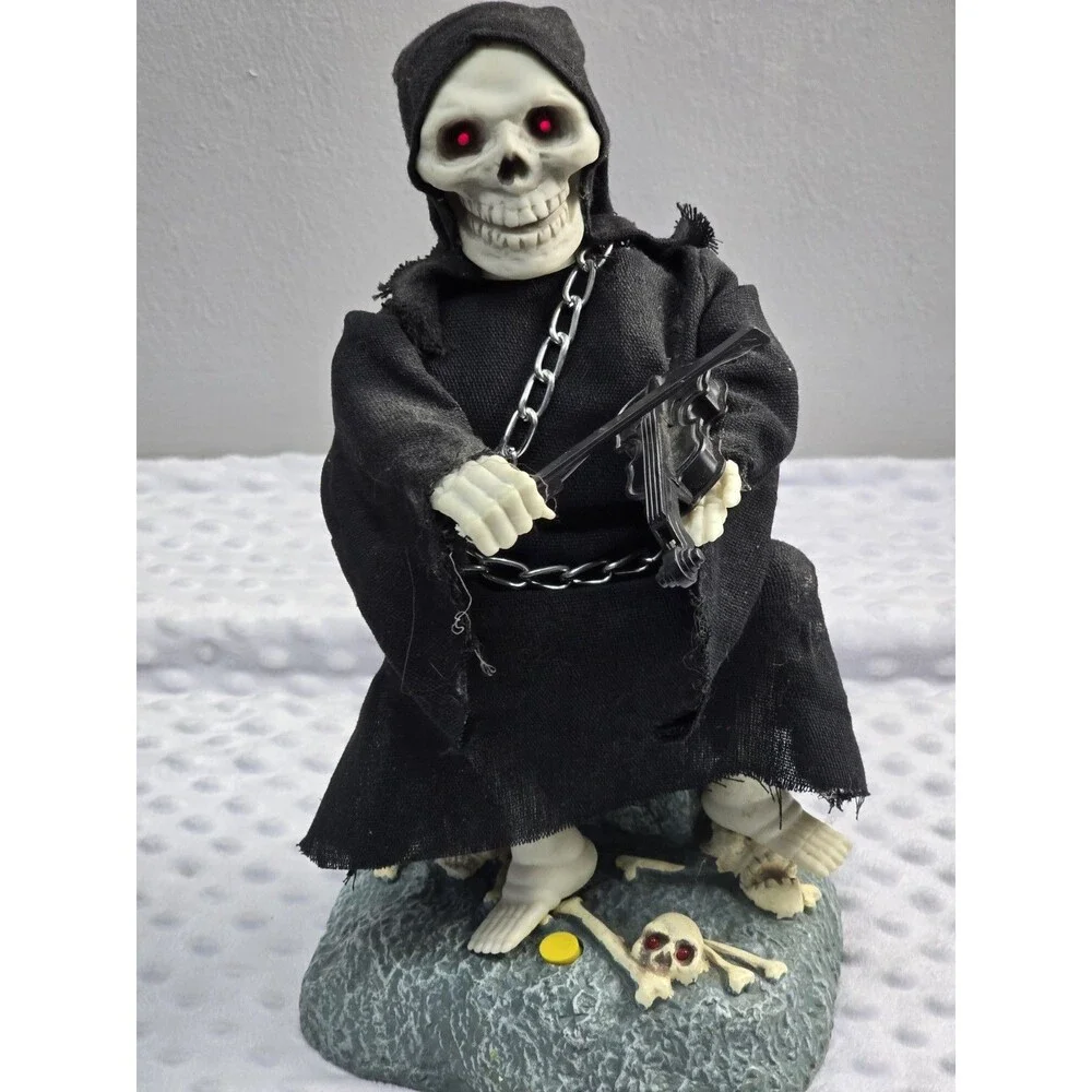 Gemmy Grim Reaper Playing Violin 1996 Halloween Factory  Working Vintage Boxed